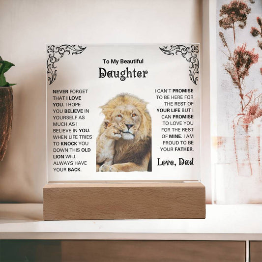 To My Beautiful Daughter Gift From Dad | "This Old Lion" Love Dad Acrylic Plaque