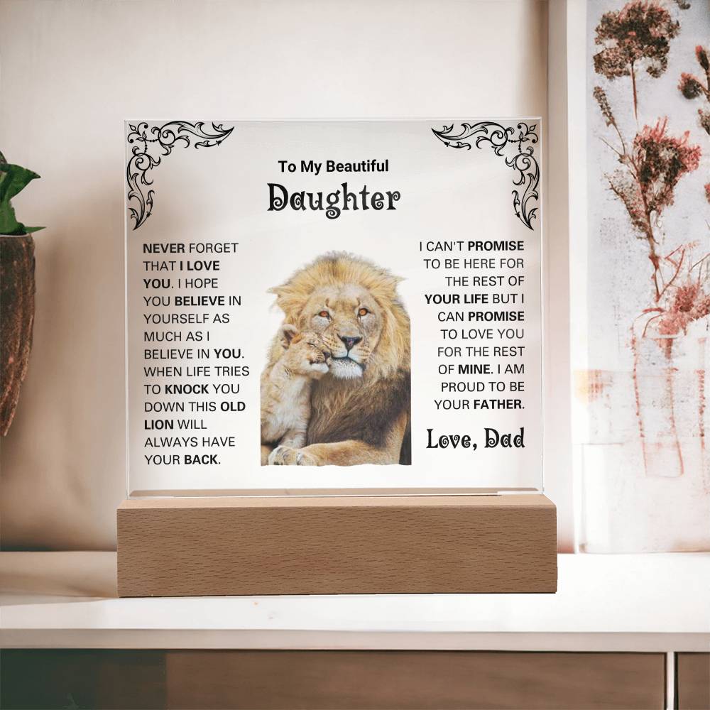 To My Beautiful Daughter Gift From Dad | "This Old Lion" Love Dad Acrylic Plaque