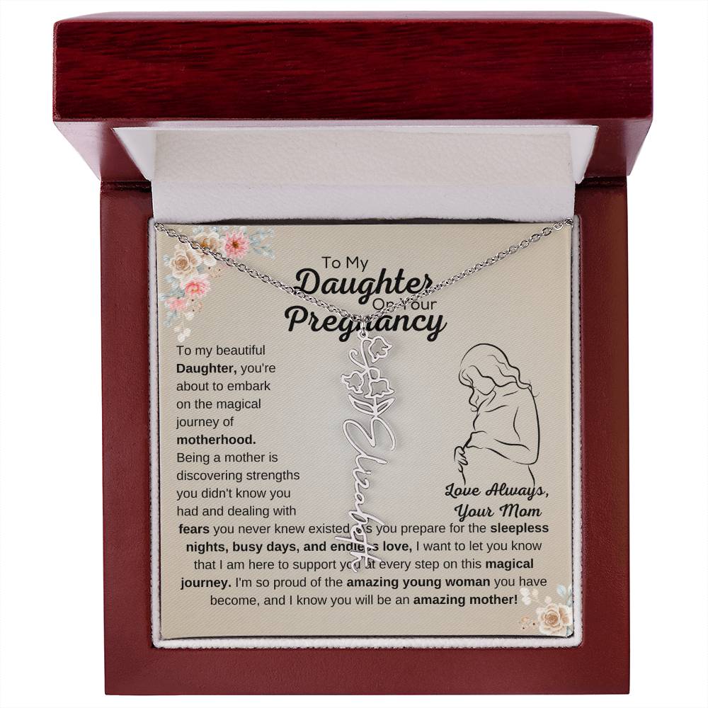 Beautiful Gift for Pregnant Daughter from Mother, Flower Name Necklace for Expecting Mom