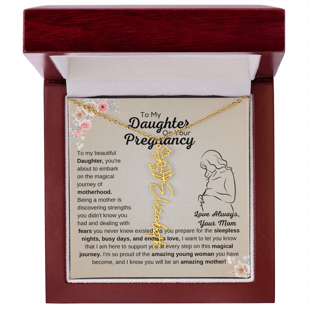 Flower Name Necklace for Expecting Mom - Luxury LED Box - May
