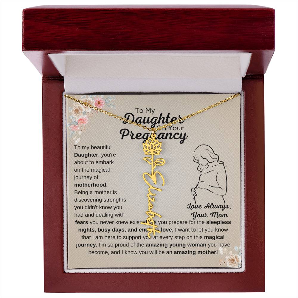 Flower Name Necklace for Expecting Mom - Luxury LED Box - July