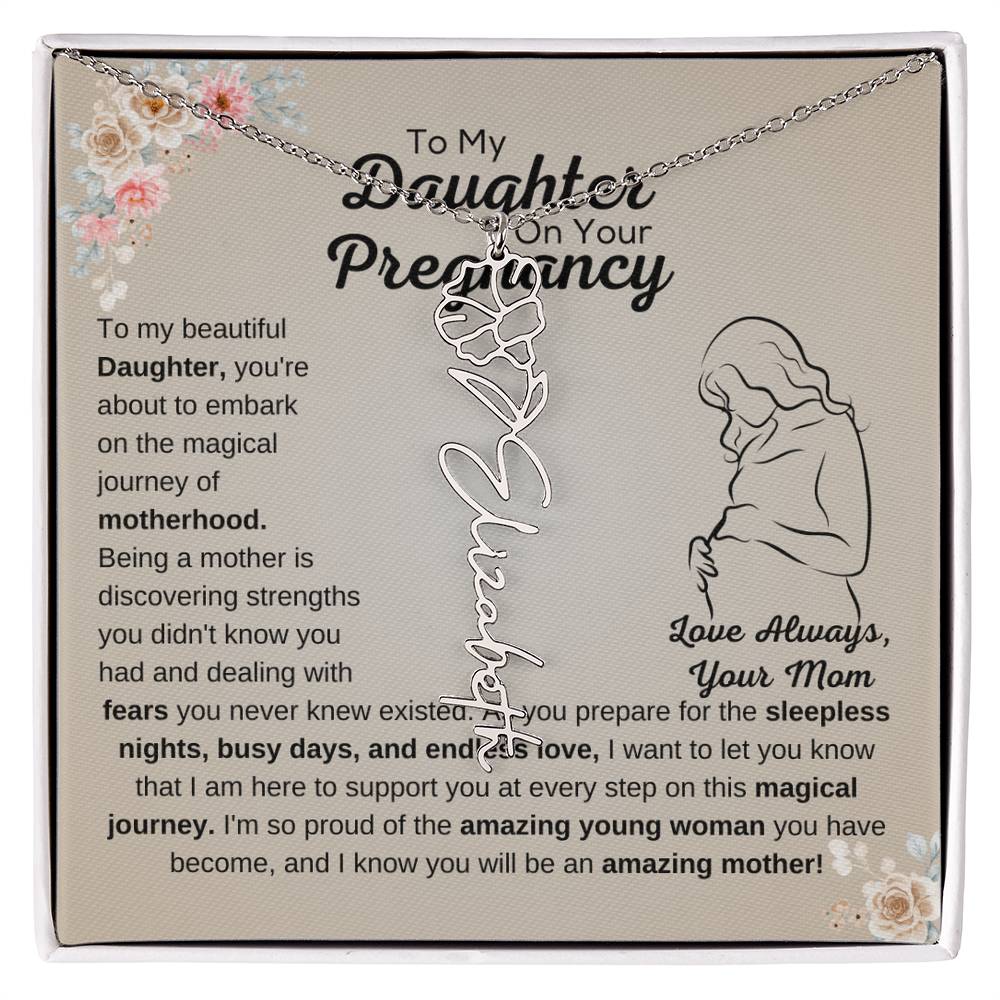 Beautiful Gift for Pregnant Daughter from Mother, Flower Name Necklace for Expecting Mom