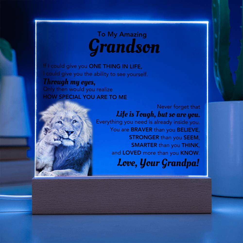 Amazing Gift for Grandson from Grandpa | Acrylic Plaque for Birthday Christmas and Graduation