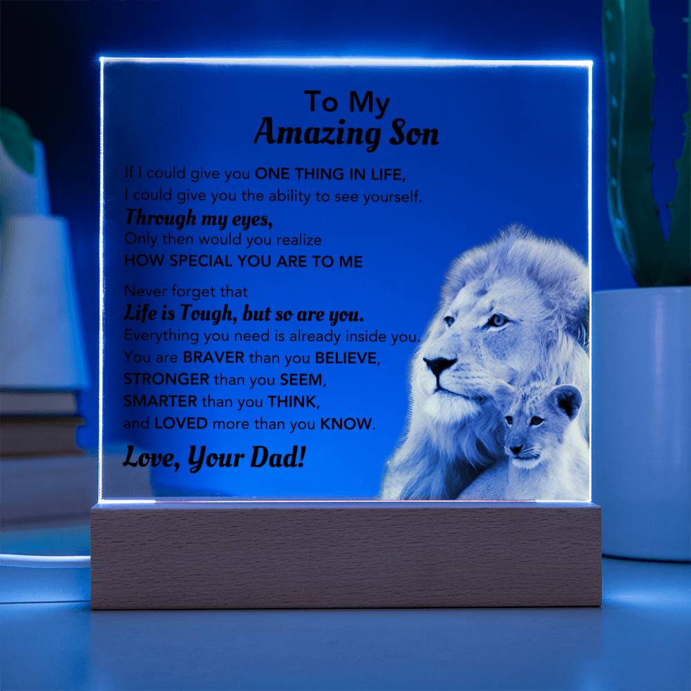 To My Amazing Son | You're So Special Square Acrylic Plaque | Perfect Gift For Him From Dad For Any Occasion