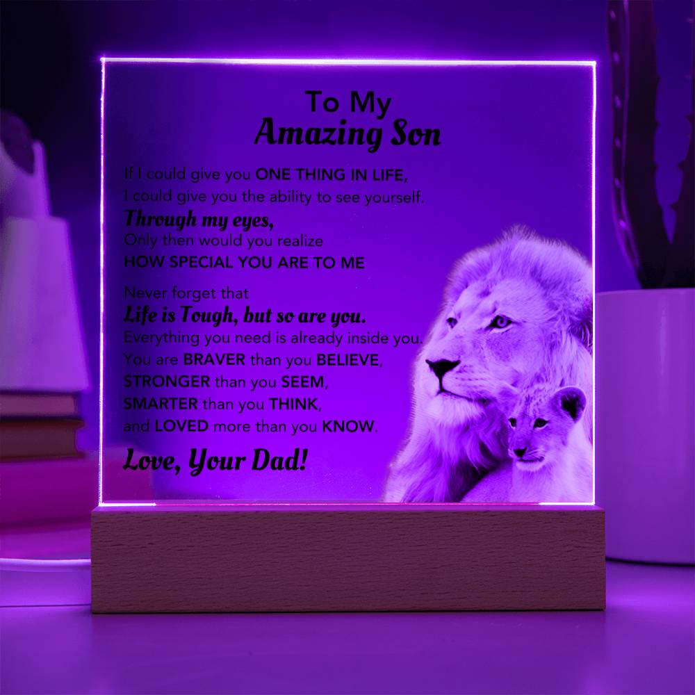 To My Amazing Son | You're So Special Square Acrylic Plaque | Perfect Gift For Him From Dad For Any Occasion