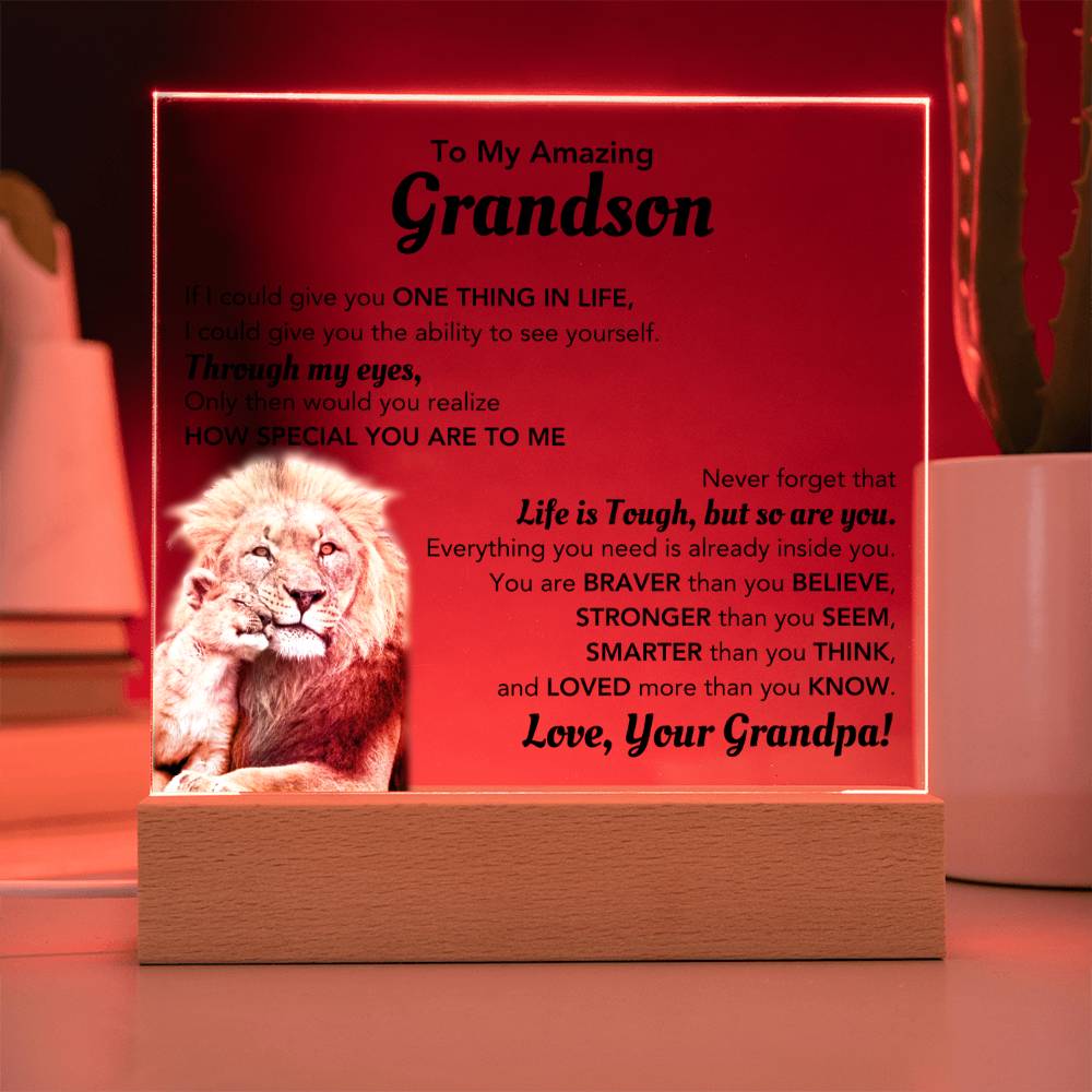 Amazing Gift for Grandson from Grandpa | Acrylic Plaque for Birthday Christmas and Graduation