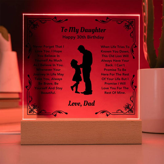 To My Daughter Happy 30th Birthday Gift Plaque