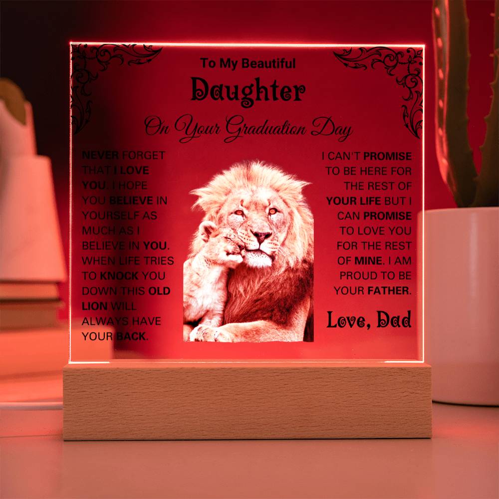 College and High School Graduation Gift for Daughter from Dad, Acrylic Plaque for Graduate