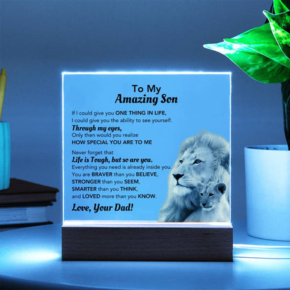 To My Amazing Son | You're So Special Square Acrylic Plaque | Perfect Gift For Him From Dad For Any Occasion