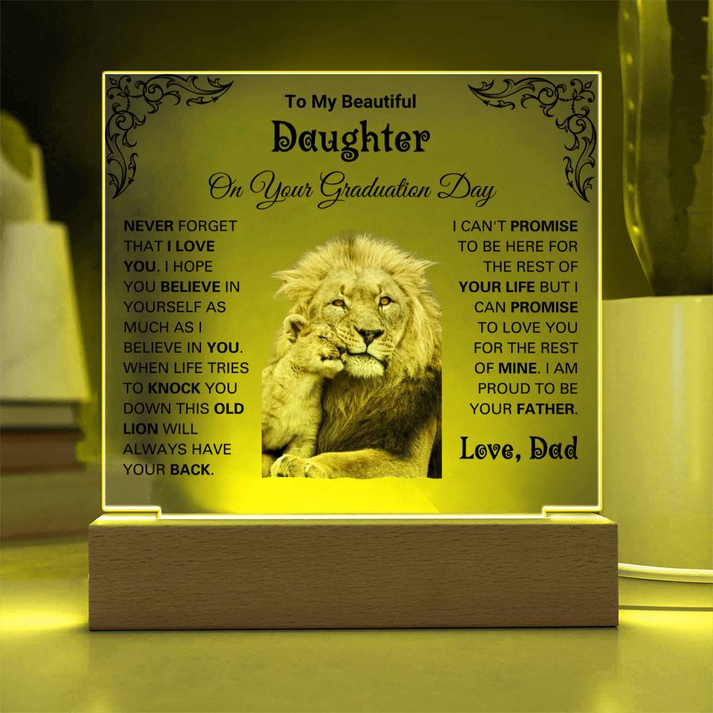 College and High School Graduation Gift for Daughter from Dad, Acrylic Plaque for Graduate