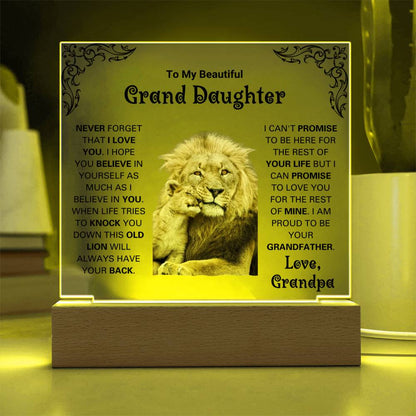 Premium Acrylic Plaque for Granddaughter