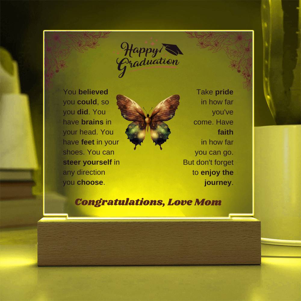 College Graduation Gift for Daughter from Mother, Acrylic Plaque for Uni & School Graduate