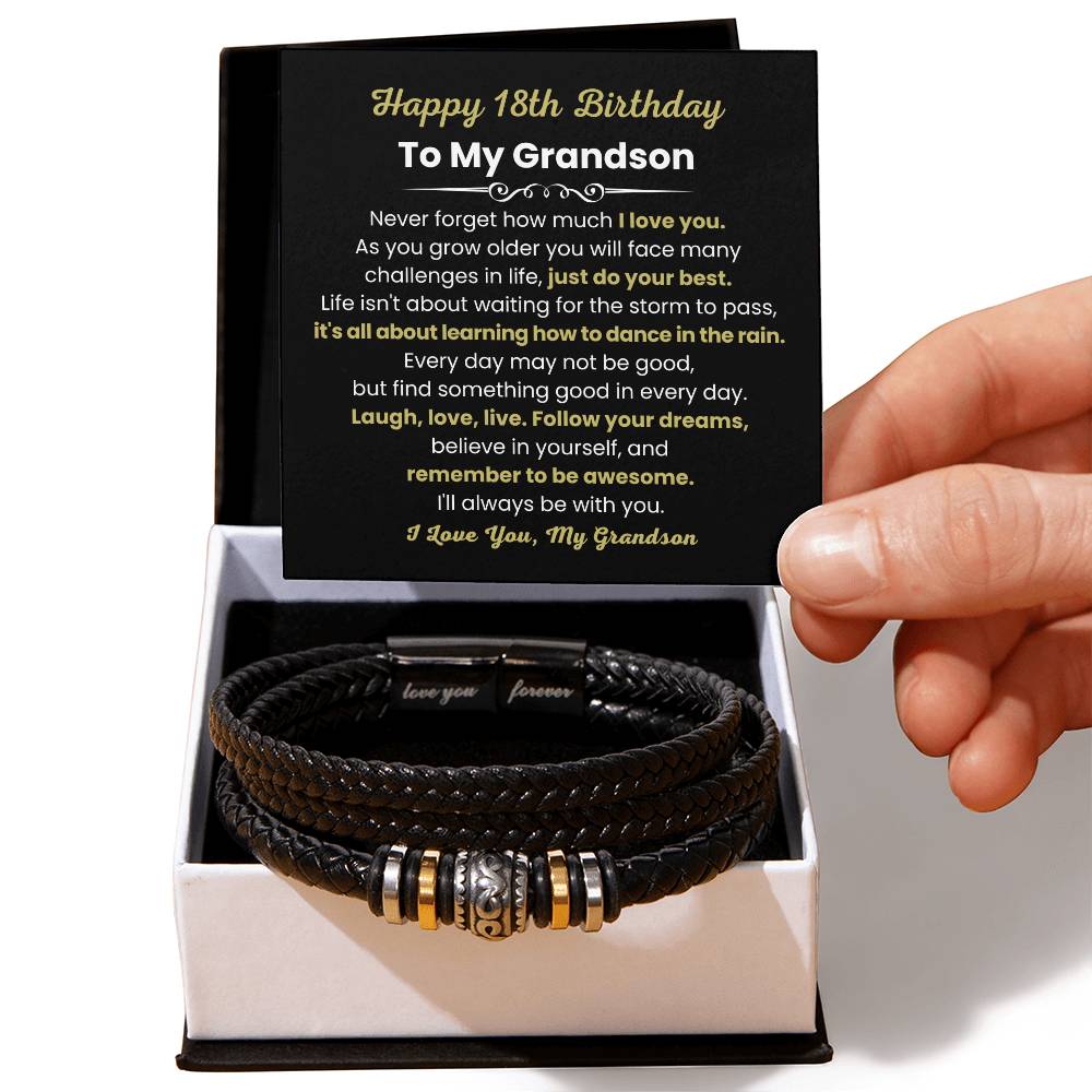 18th Birthday Gift for Grandson - Remember To Be Awesome - Love You Forever Bracelet