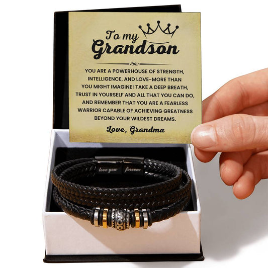 Grandson Gift Bracelet with Engraved Love You Forever Sentiment