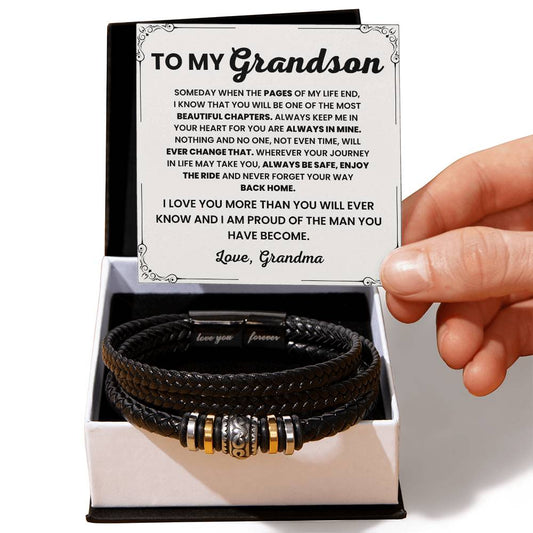 To My Grandson Love You Forever Bracelet from Grandma, Grandson Christmas Gift Ideas, Present for Birthday