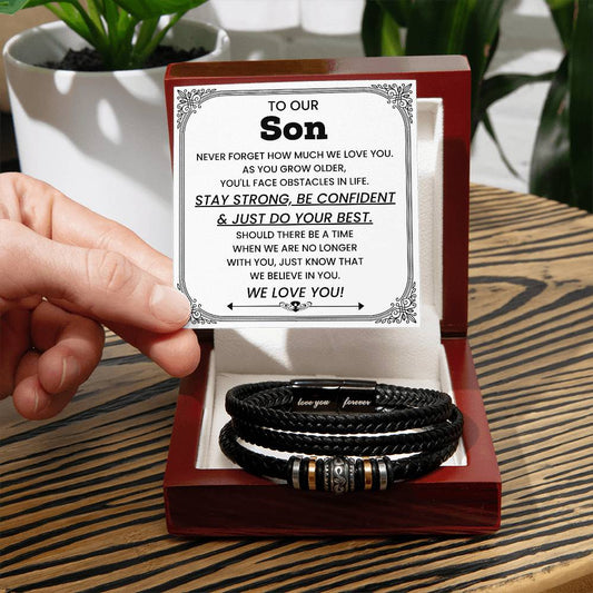 Love You Forever engraved bracelet for son