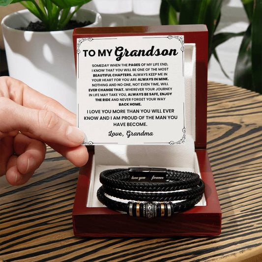 To My Grandson Love You Forever Bracelet from Grandma, Grandson Christmas Gift Ideas, Present for Birthday