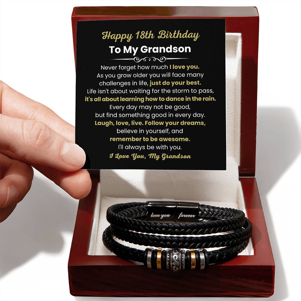 18th Birthday Gift for Grandson - Remember To Be Awesome - Love You Forever Bracelet
