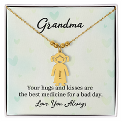 Engraved Kids Charm Necklace For Grandma, Special Jewelry Gift, Symbol Of Love & Family, Grandma Love You Always