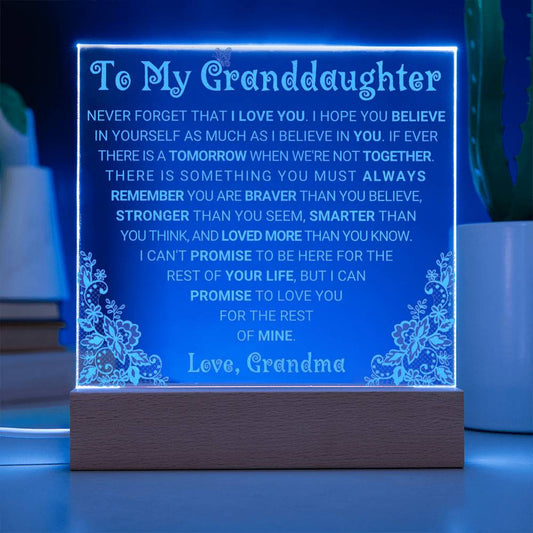 Sentimental Granddaughter Gift from Grandma - Engraved Acrylic Plaque