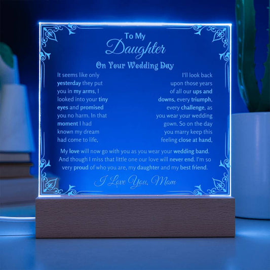 Mother to Daughter Wedding Gift Plaque