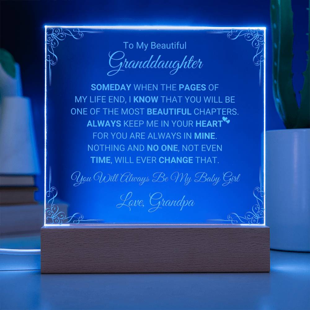 Engraved acrylic plaque for granddaughter