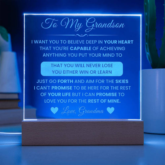 Grandson Gifts from Grandma - Engraved Acrylic Plaque