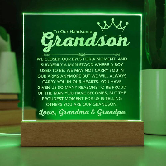 Grandson Gift from Grandma & Grandpa LED Plaque