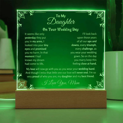Mother to Daughter Wedding Gift Plaque