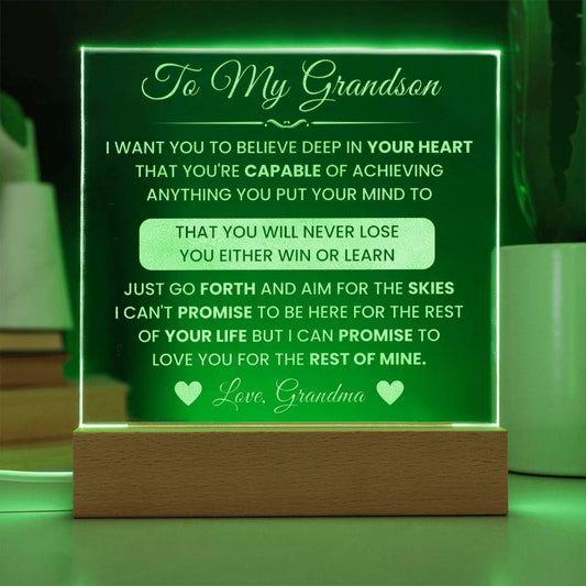 Grandson Gifts from Grandma - Engraved Acrylic Plaque