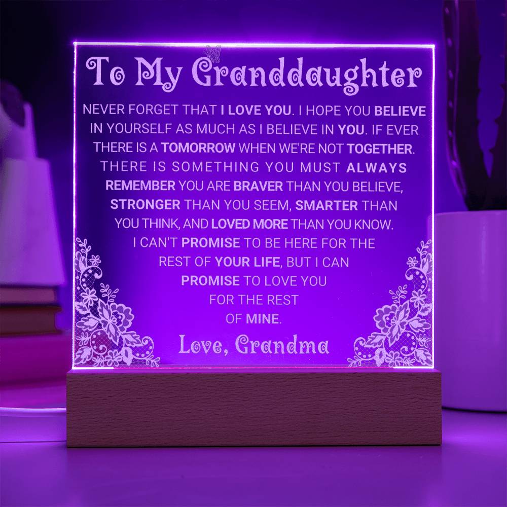 Sentimental Granddaughter Gift from Grandma - Engraved Acrylic Plaque