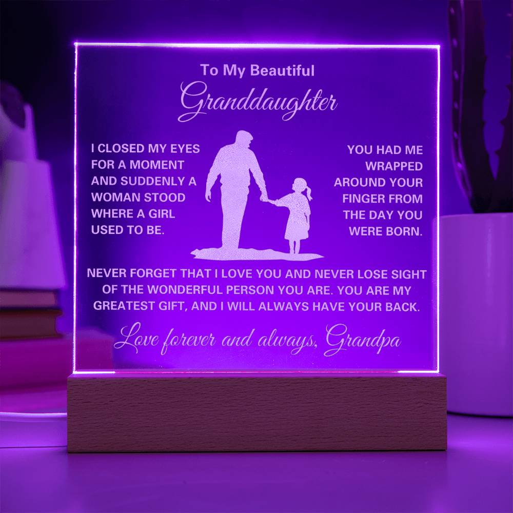 Premium Acrylic Plaque for Granddaughter