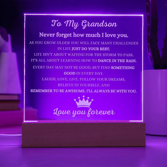 'Love You Forever' Engraved Acrylic Plaque for Grandson