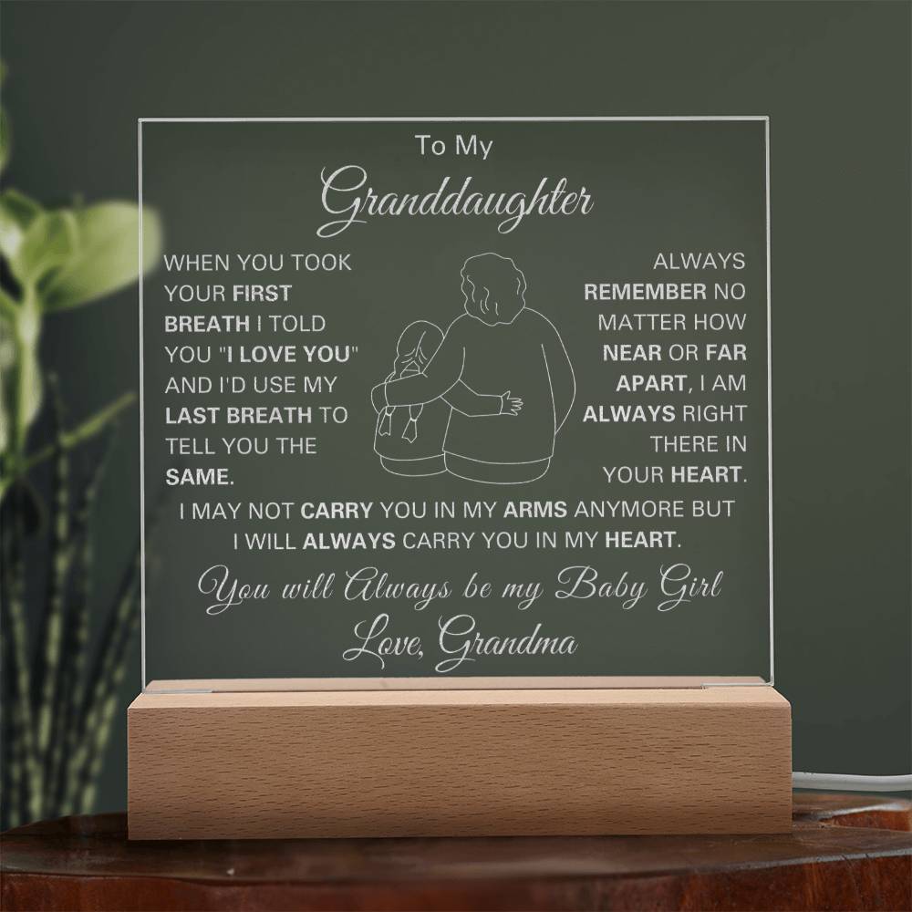 Premium Acrylic Plaque for Granddaughter