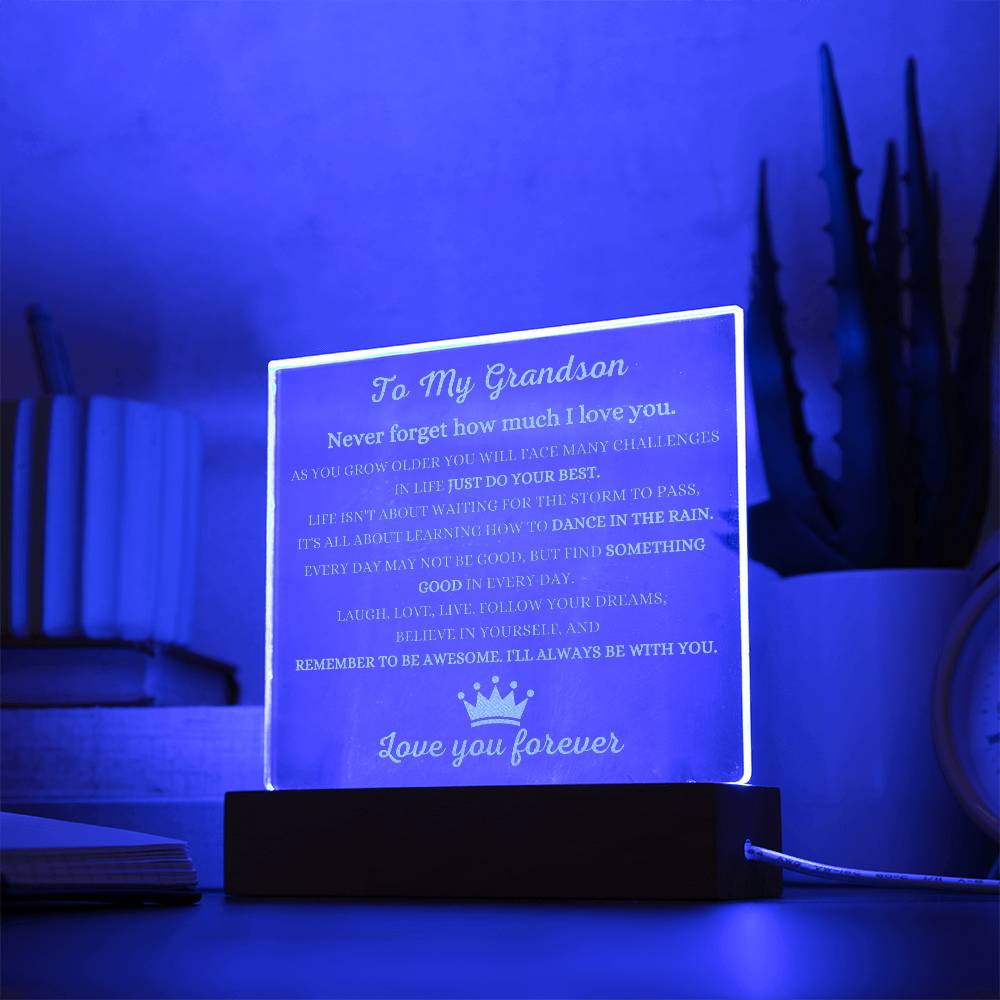 Perfectly Sized Acrylic Plaque with Brightness Adjustment for Grandson's Room