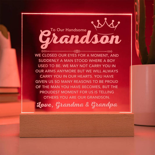 Grandson Gift from Grandma & Grandpa LED Plaque