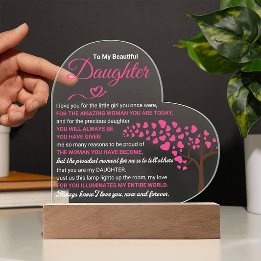 Luxury Gift for Daughter from Mom and Dad | Heart Acrylic Plaque for Her
