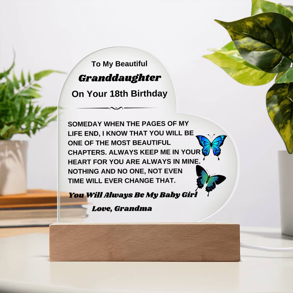 To My Beautiful Granddaughter - On Your 18th Birthday Gift