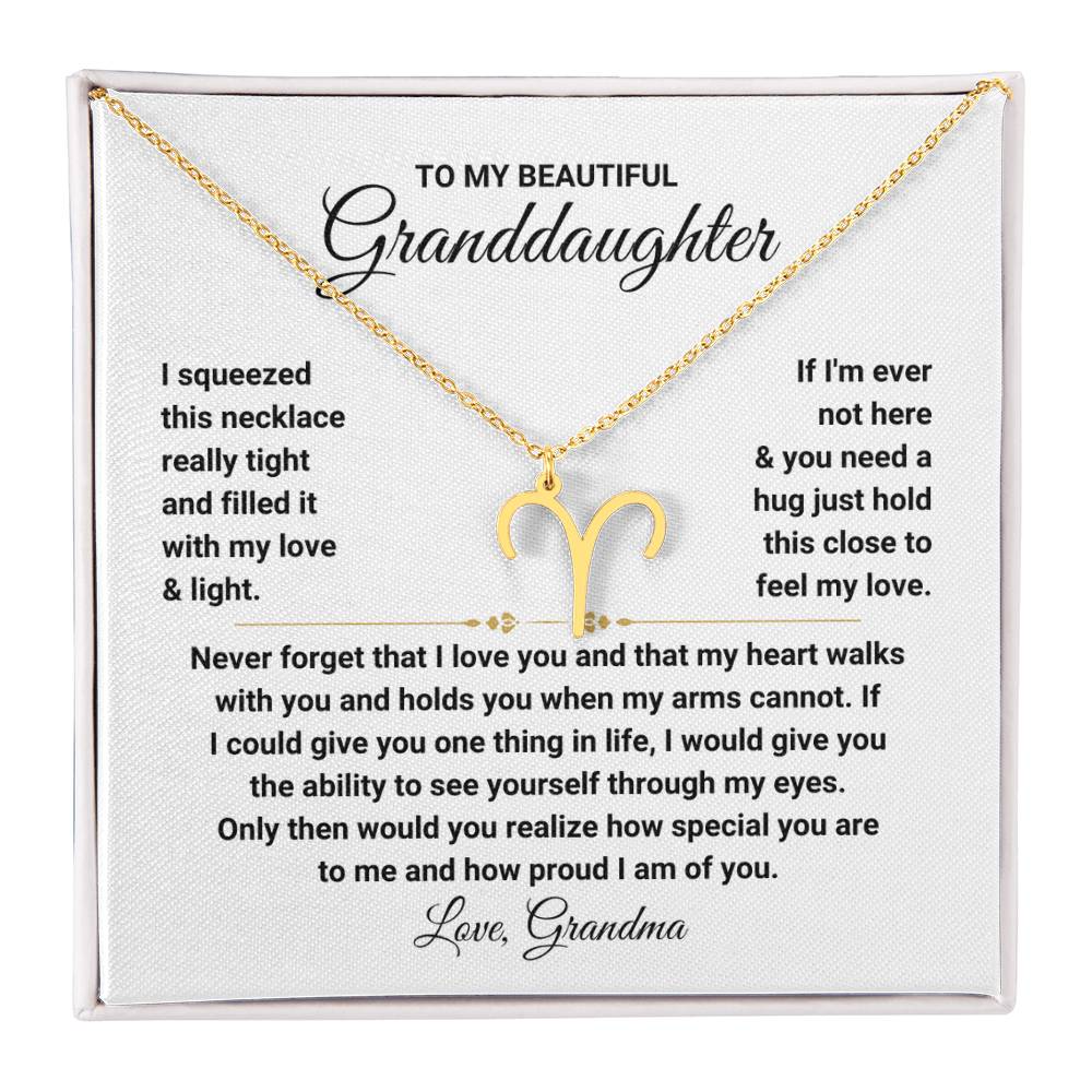 To My Granddaughter Gift from Grandma, My Heart Walks With You - Zodiac Symbol Necklace