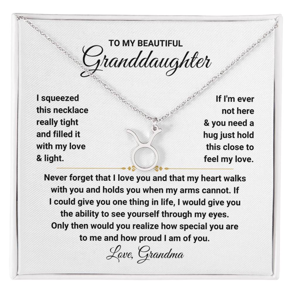 To My Granddaughter Gift from Grandma, My Heart Walks With You - Zodiac Symbol Necklace