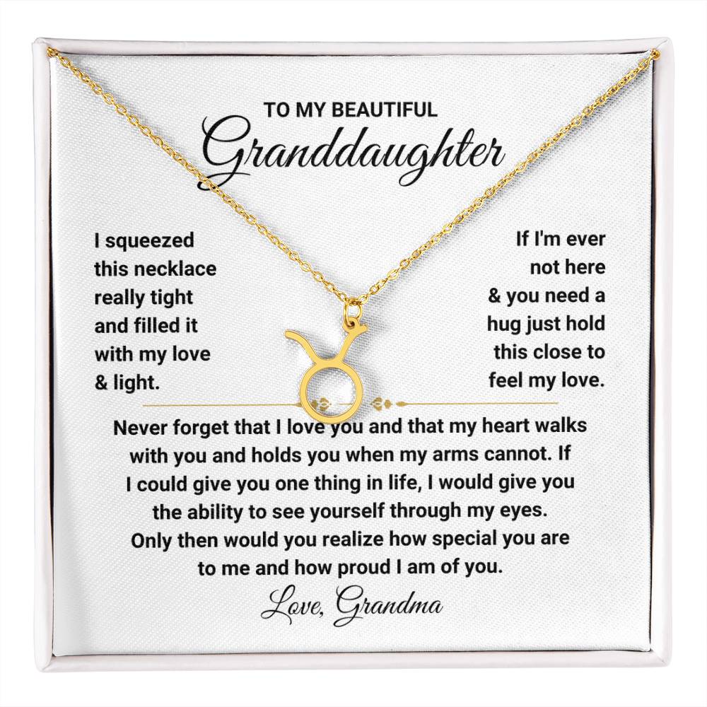 To My Granddaughter Gift from Grandma, My Heart Walks With You - Zodiac Symbol Necklace