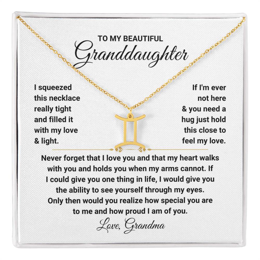 To My Granddaughter Gift from Grandma, My Heart Walks With You - Zodiac Symbol Necklace