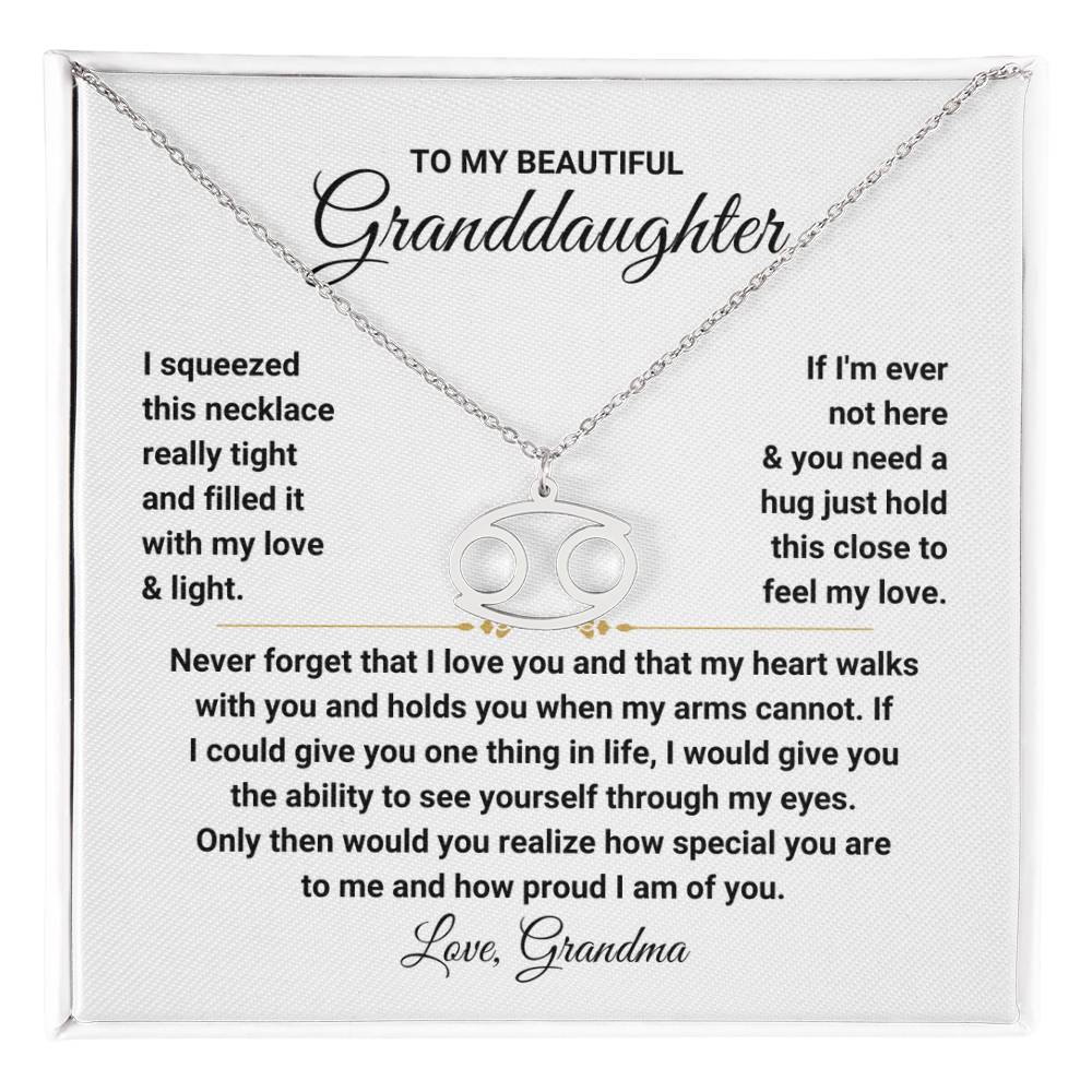 To My Granddaughter Gift from Grandma, My Heart Walks With You - Zodiac Symbol Necklace