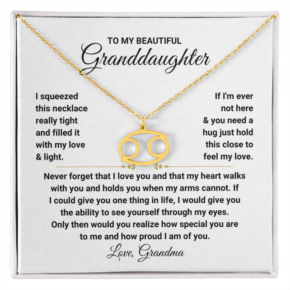 To My Granddaughter Gift from Grandma, My Heart Walks With You - Zodiac Symbol Necklace