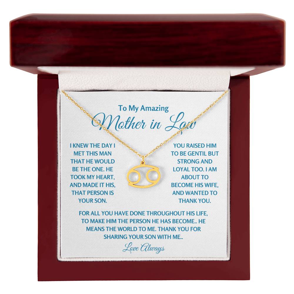 Mother In Law Jewelry Gift - Cancer Gold with luxury box