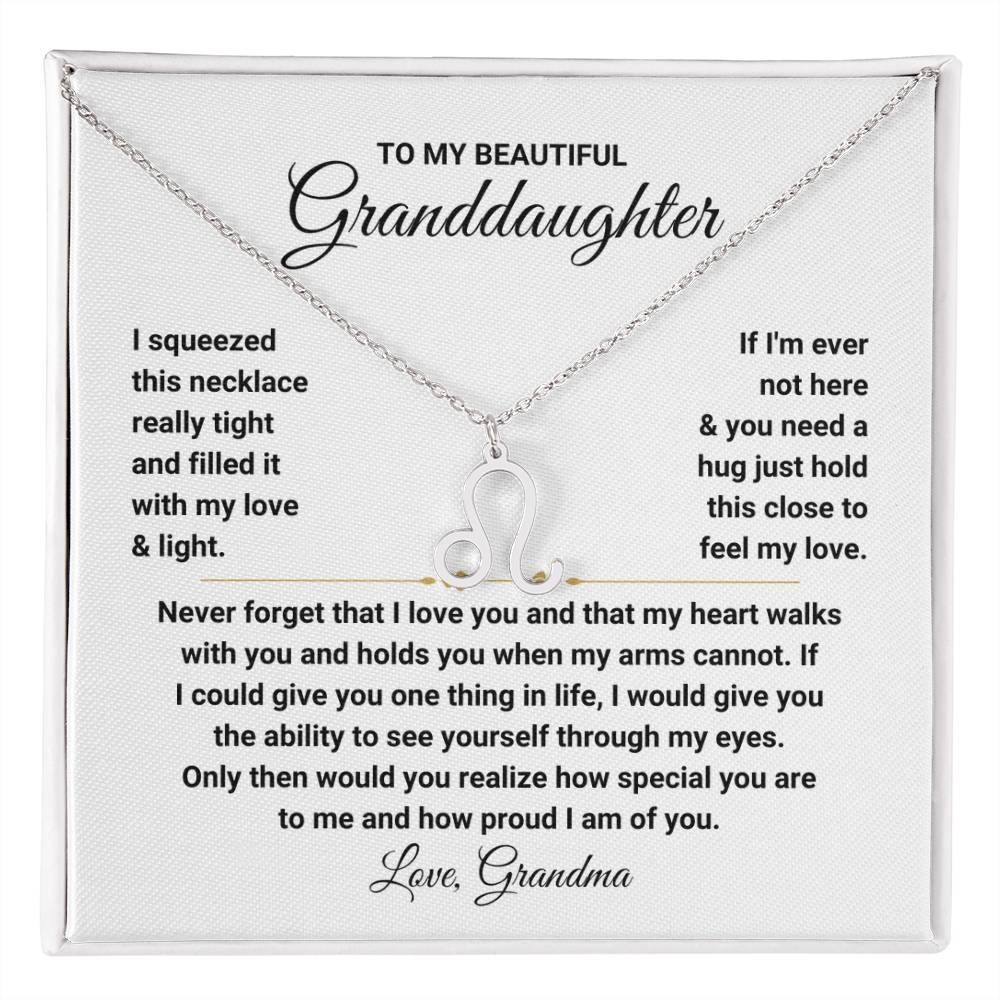 To My Granddaughter Gift from Grandma, My Heart Walks With You - Zodiac Symbol Necklace