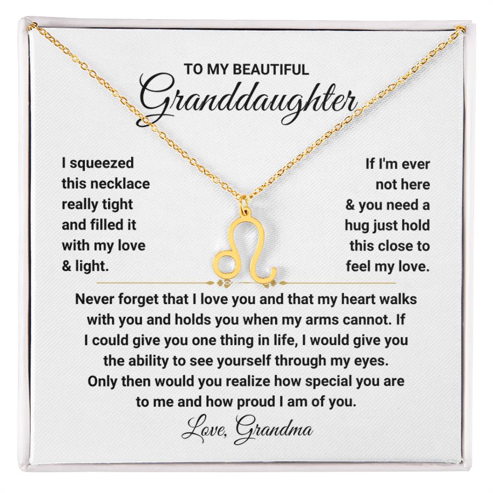 To My Granddaughter Gift from Grandma, My Heart Walks With You - Zodiac Symbol Necklace