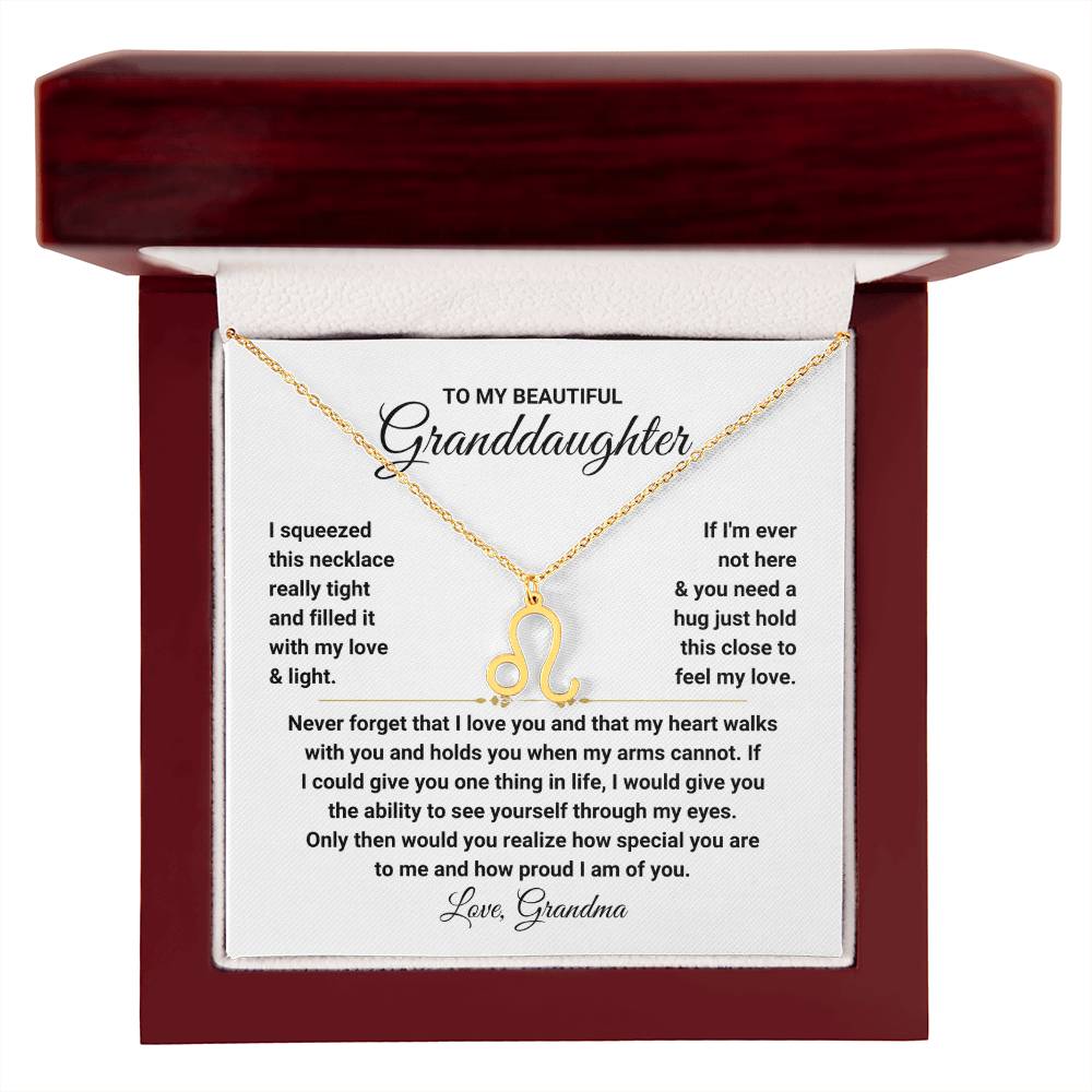 To My Granddaughter Gift from Grandma, My Heart Walks With You - Zodiac Symbol Necklace