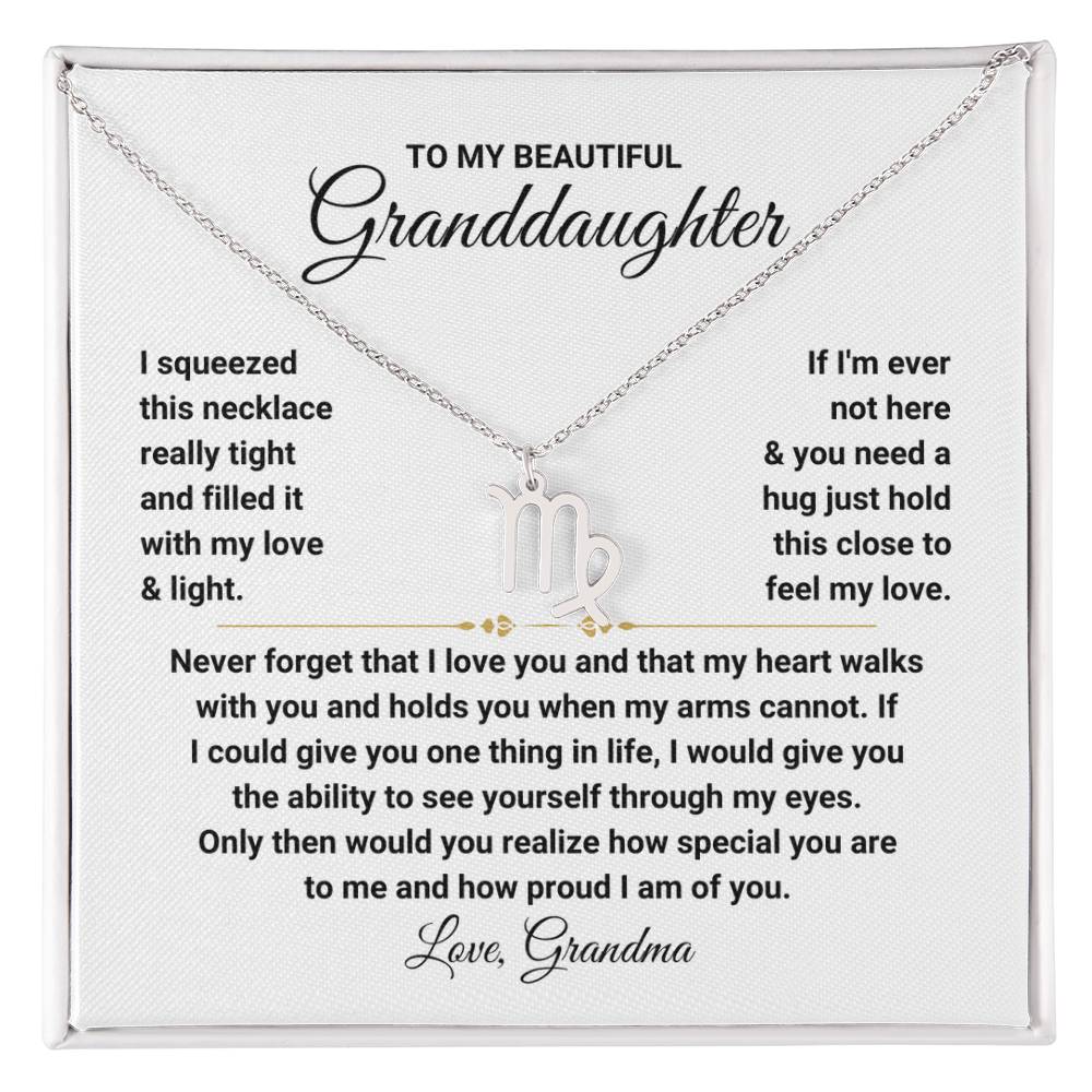 To My Granddaughter Gift from Grandma, My Heart Walks With You - Zodiac Symbol Necklace