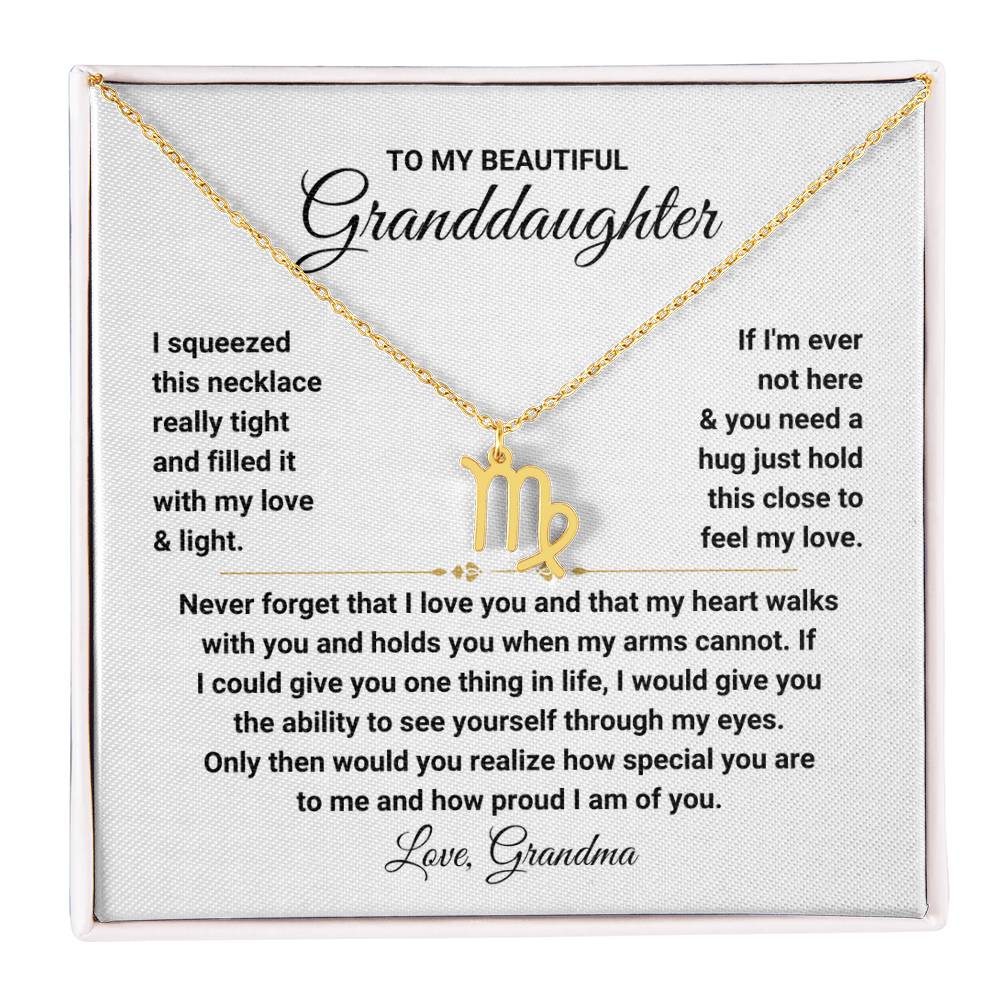 To My Granddaughter Gift from Grandma, My Heart Walks With You - Zodiac Symbol Necklace